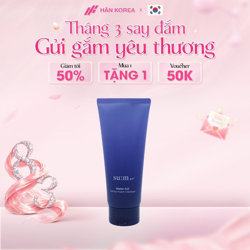 Sữa rửa mặt Sum xanh cấp nước 40ml sạch sâu, Sữa rửa mặt Sum37 bọt mịn dưỡng ẩm - Hân Korea