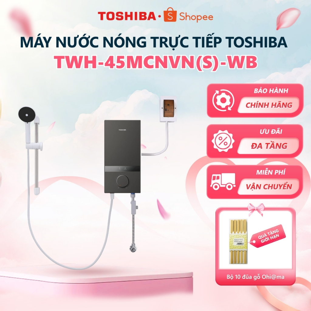 [Shopee giao - lắp 0Đ HCM HN] Máy nước nóng trực tiếp Toshiba TWH-45MCNVN(S)-WB/ TWH-45MCNVN(W)-WB -