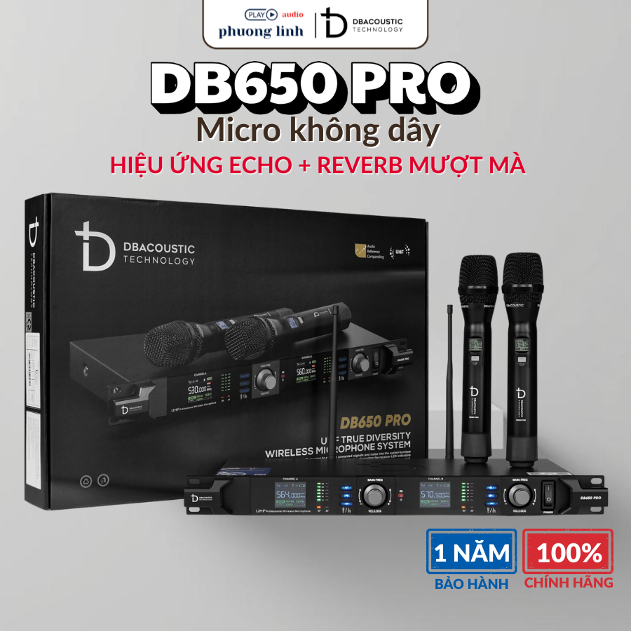 Micro DBacoustic DB650 PRO Không Dây Chuyên Nghiệp - Bảo Hành 12 Tháng