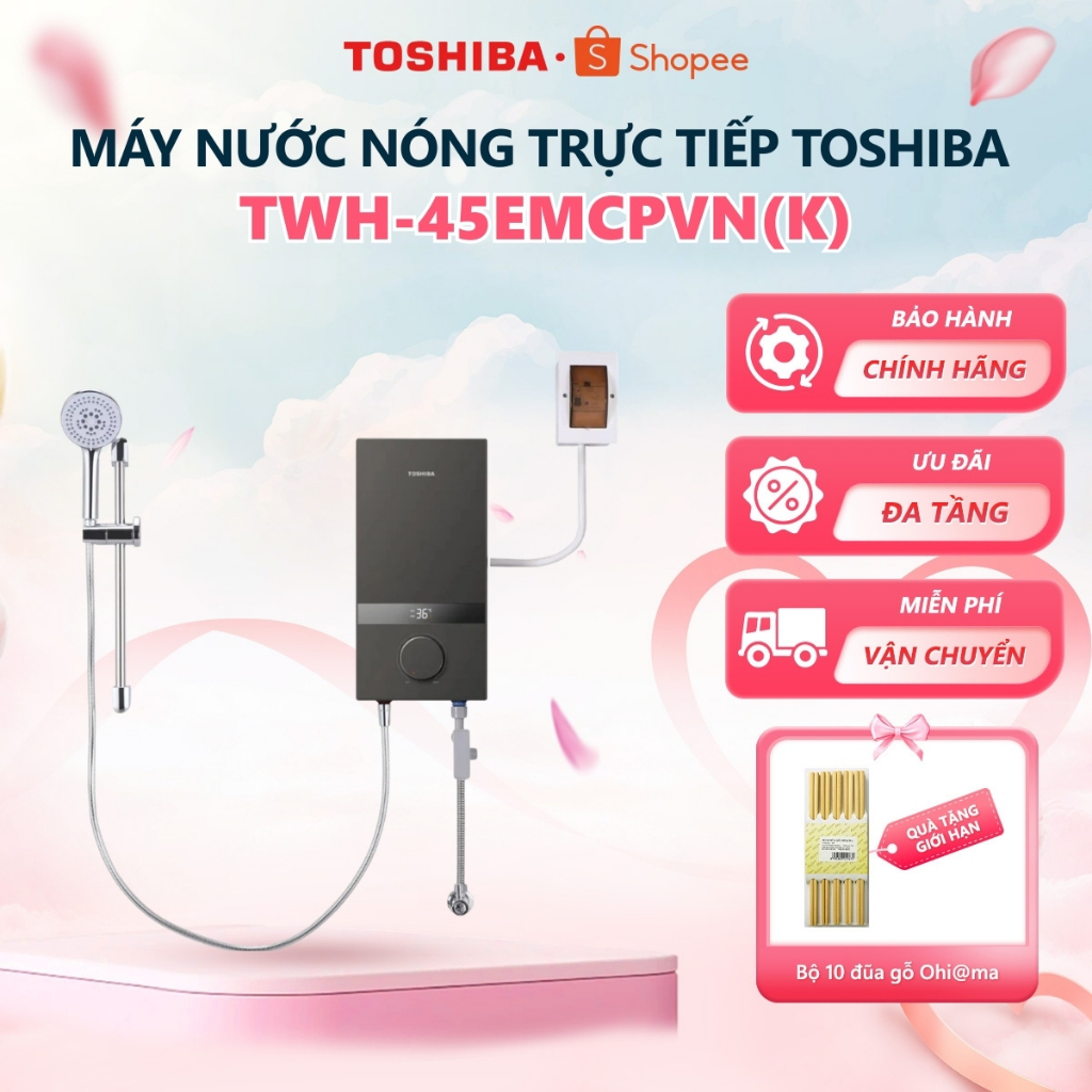 [Shopee giao lắp 0Đ HCM HN] Máy nước nóng trực tiếp Toshiba TWH-45EMCPVN(K)-CB/ TWH-45EMCPVN(S)-CB -