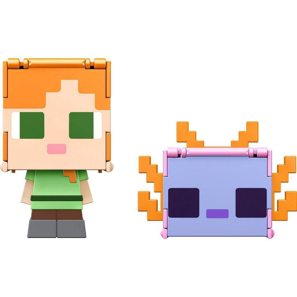 Mô hình Minecraft Flippin’ Figs Alex & Axolotl Figures chính hãng ( 2nd kobox)