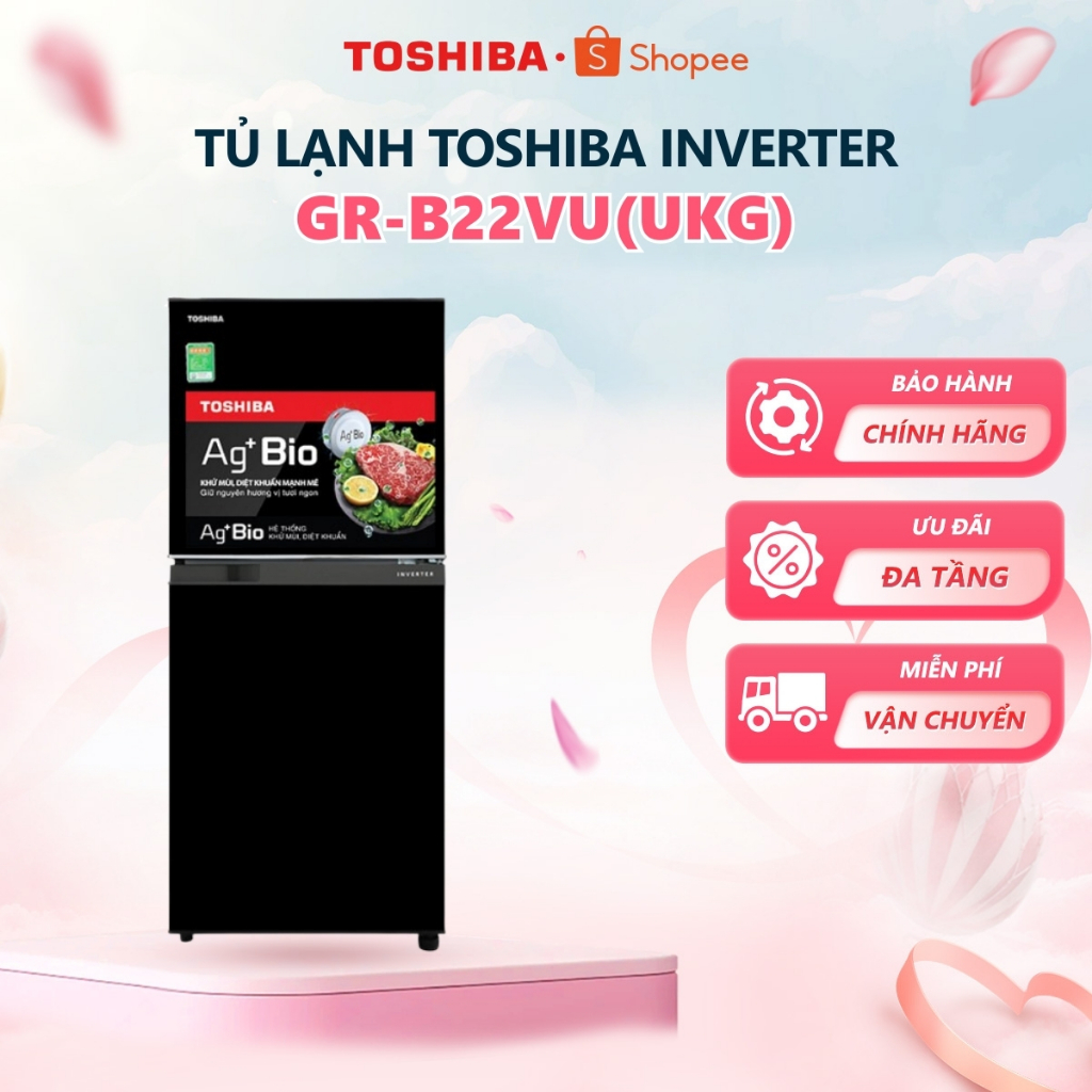 [Freeship HCM] Tủ lạnh Toshiba Inverter 180 lít GR-B22VU(UKG) - Hàng chính hãng, bảo hành 2 năm