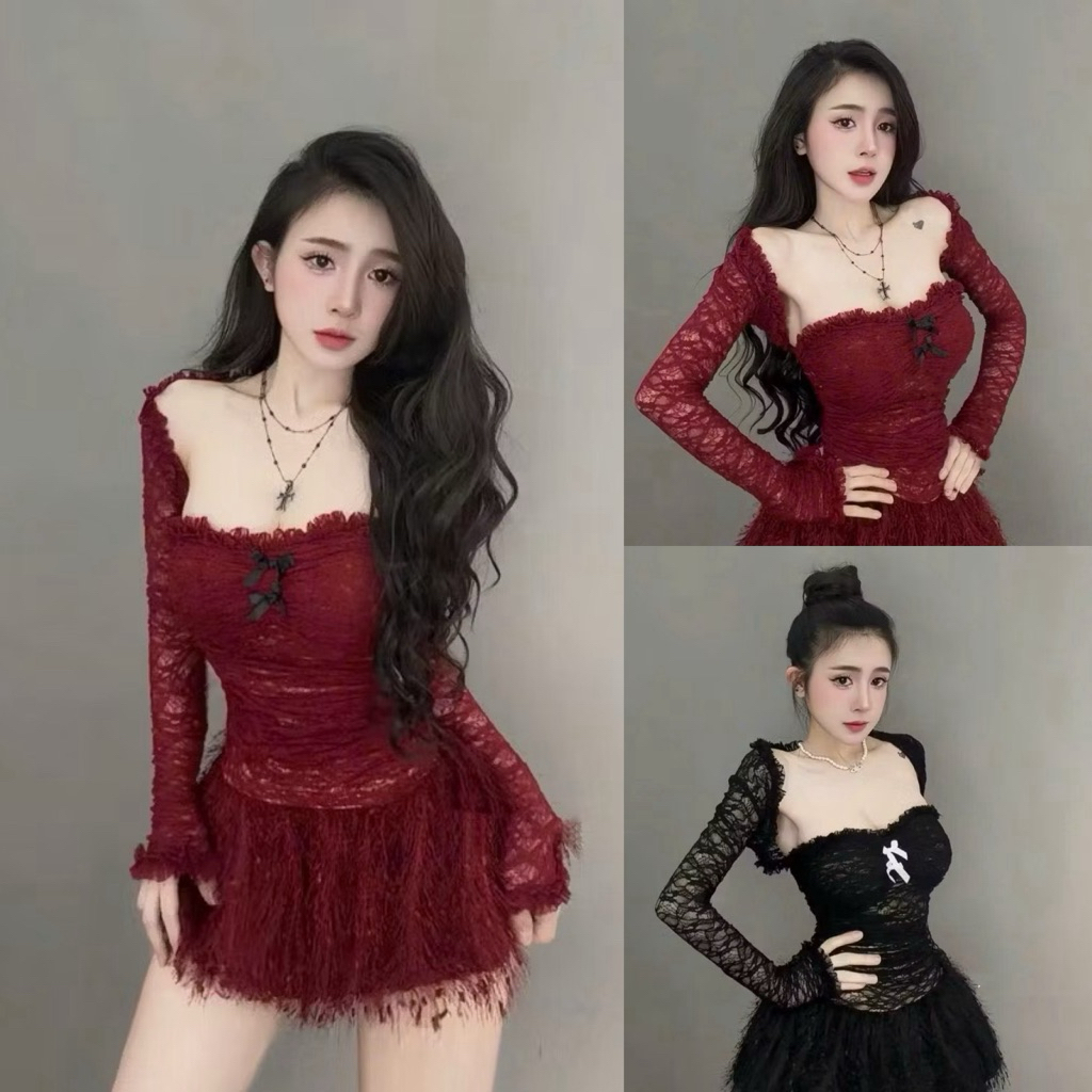 Bigsize Set ren lông cúp 3 món slay 55-100kg S727