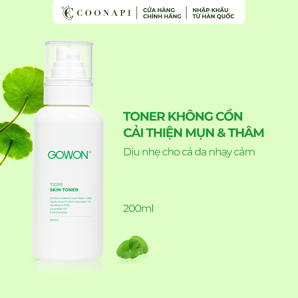 Toner Rau Má Cải Thiện Mụn Và Thâm Mụn Gowon Tigre Skin Toner 200ml