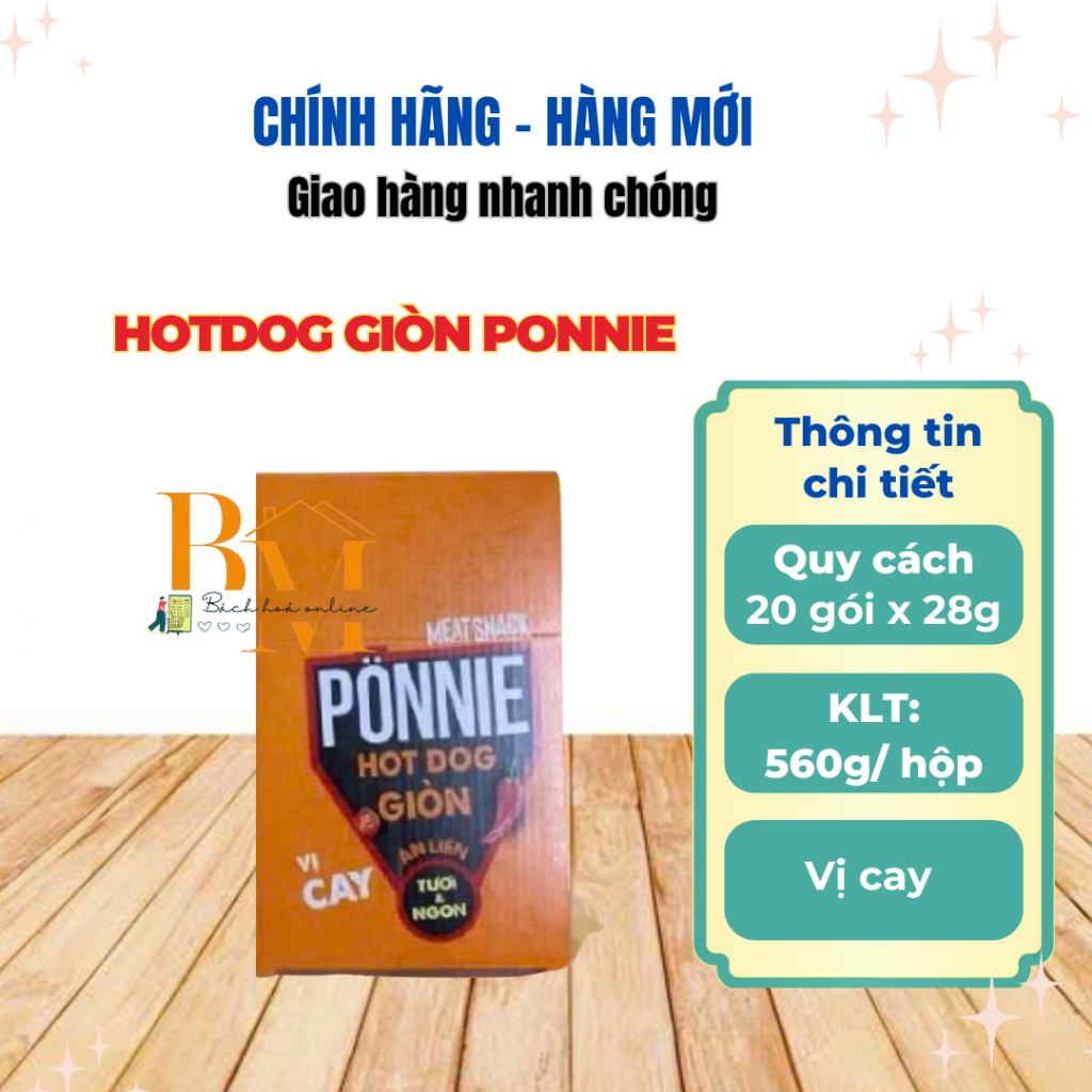 Hộp 20 Cây Xúc Xích HotDog Giòn PONNIE Vị Cay (20 Cây x 28g)