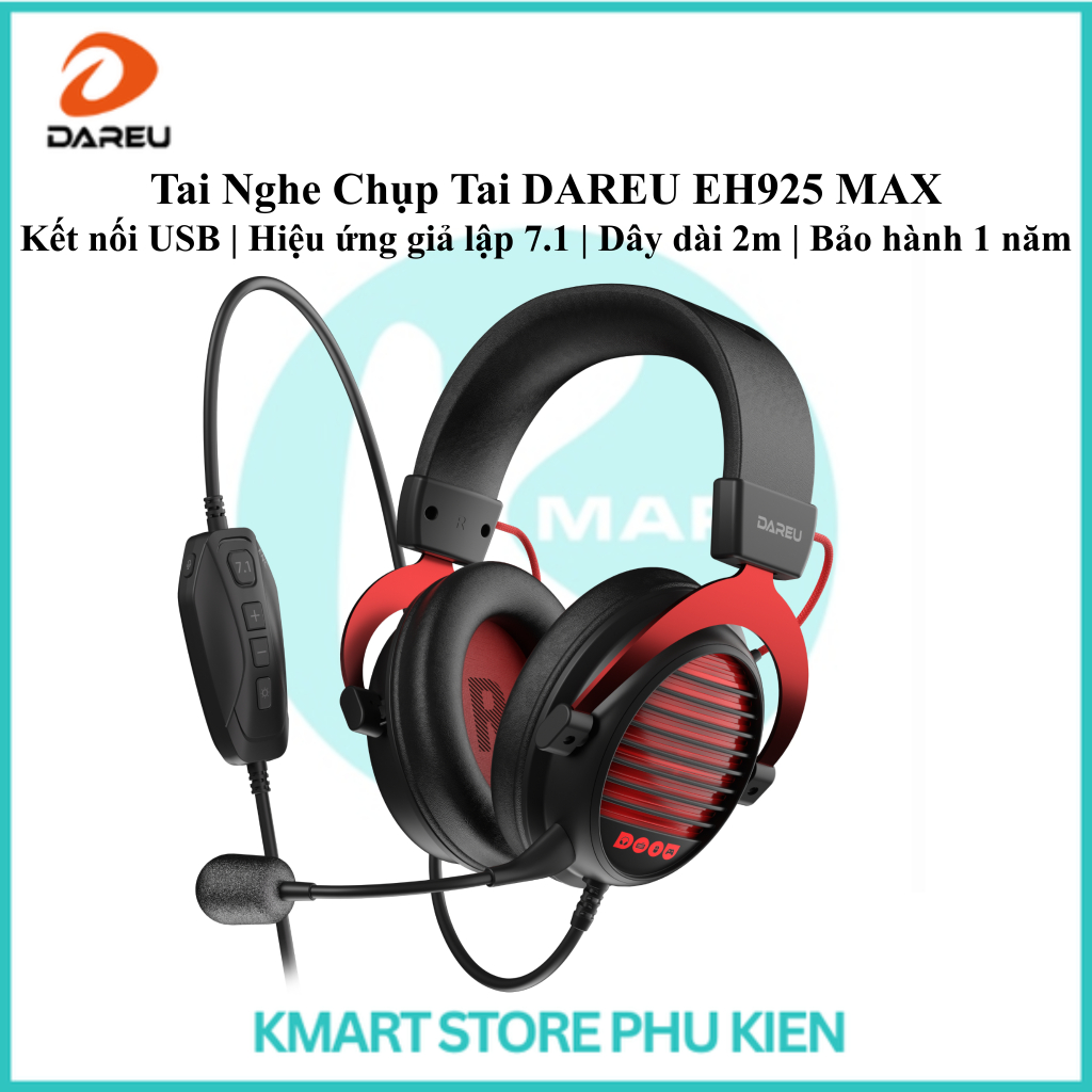Tai Nghe Chụp Tai DAREU EH925 MAX | Kết nối USB | Hiệu ứng giả lập 7.1 | Dây dài 2m | Bảo hành 1 năm