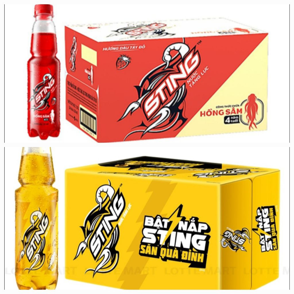 Nước ngọt sting chai vị dâu và vị tăng lực 1 thùng hoặc sét 6 chai
