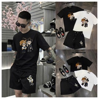 Set Áo Thun DG Hình Hoạt Hình Cao Bồi + Quần Short Nam Năng Động