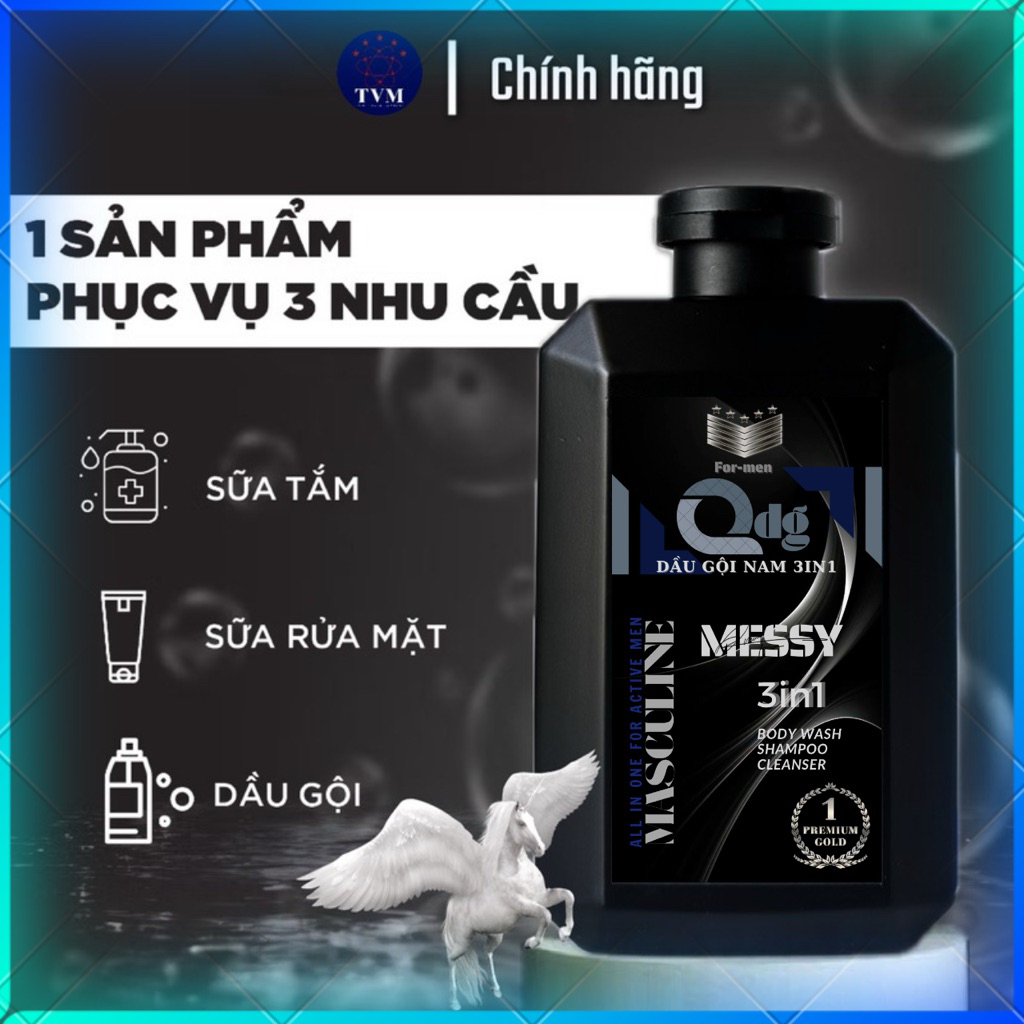 Dầu Gội & Tắm Nam 3IN1 Qdg hương thơm nam tính mạnh mẽ 380 ML