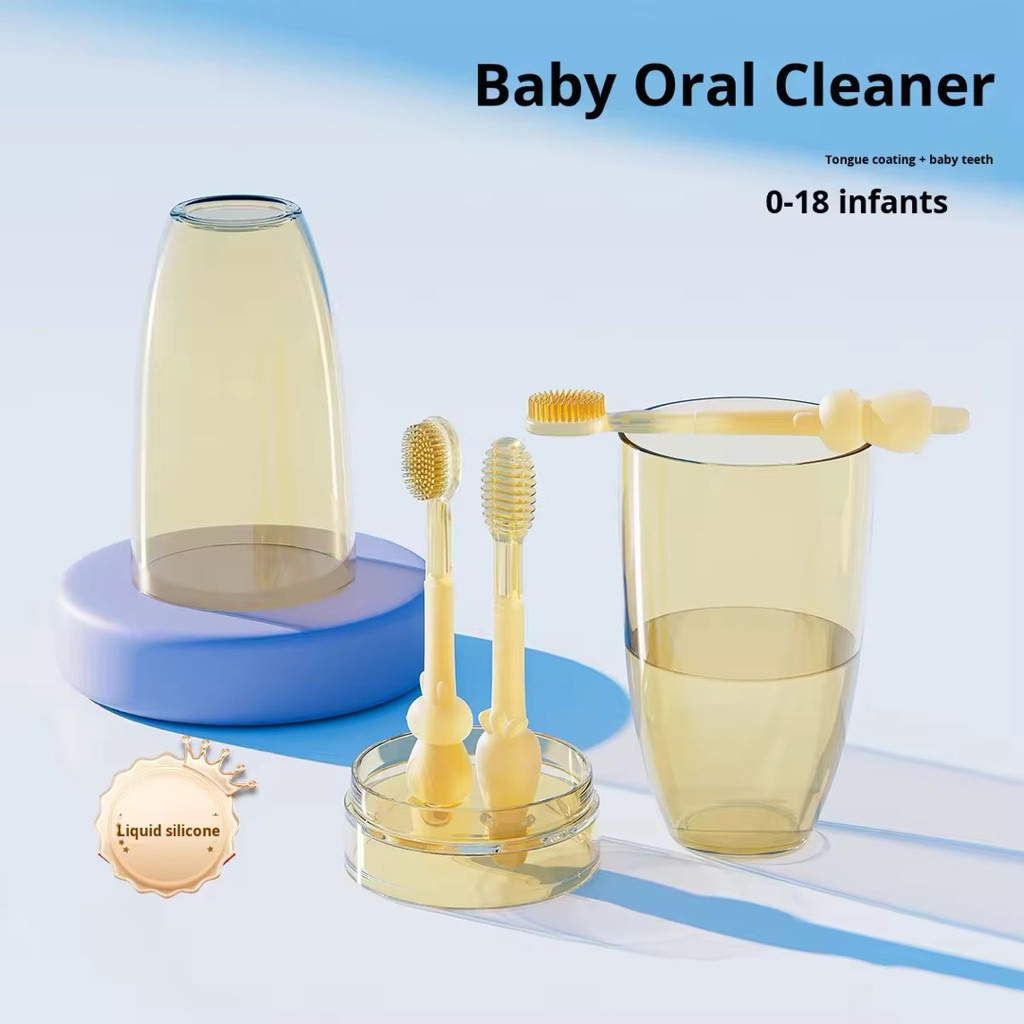 Combo Bàn Chải Silicon Và Rơ Lưỡi Cho Bé 0-18 Tháng Siêu Mềm An Toàn,Chăm Sóc Răng Miệng Từ Nhỏ BiBi