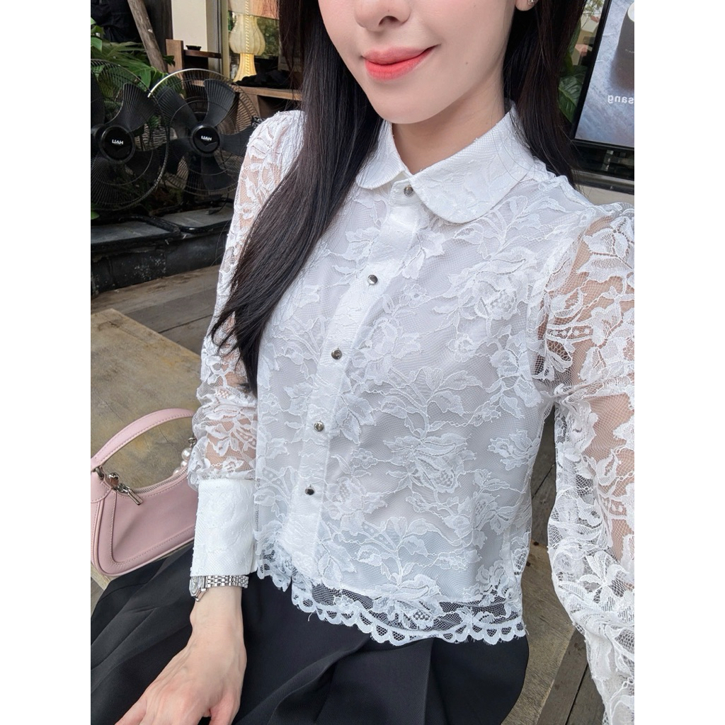 Áo sơ mi ren cổ đức
