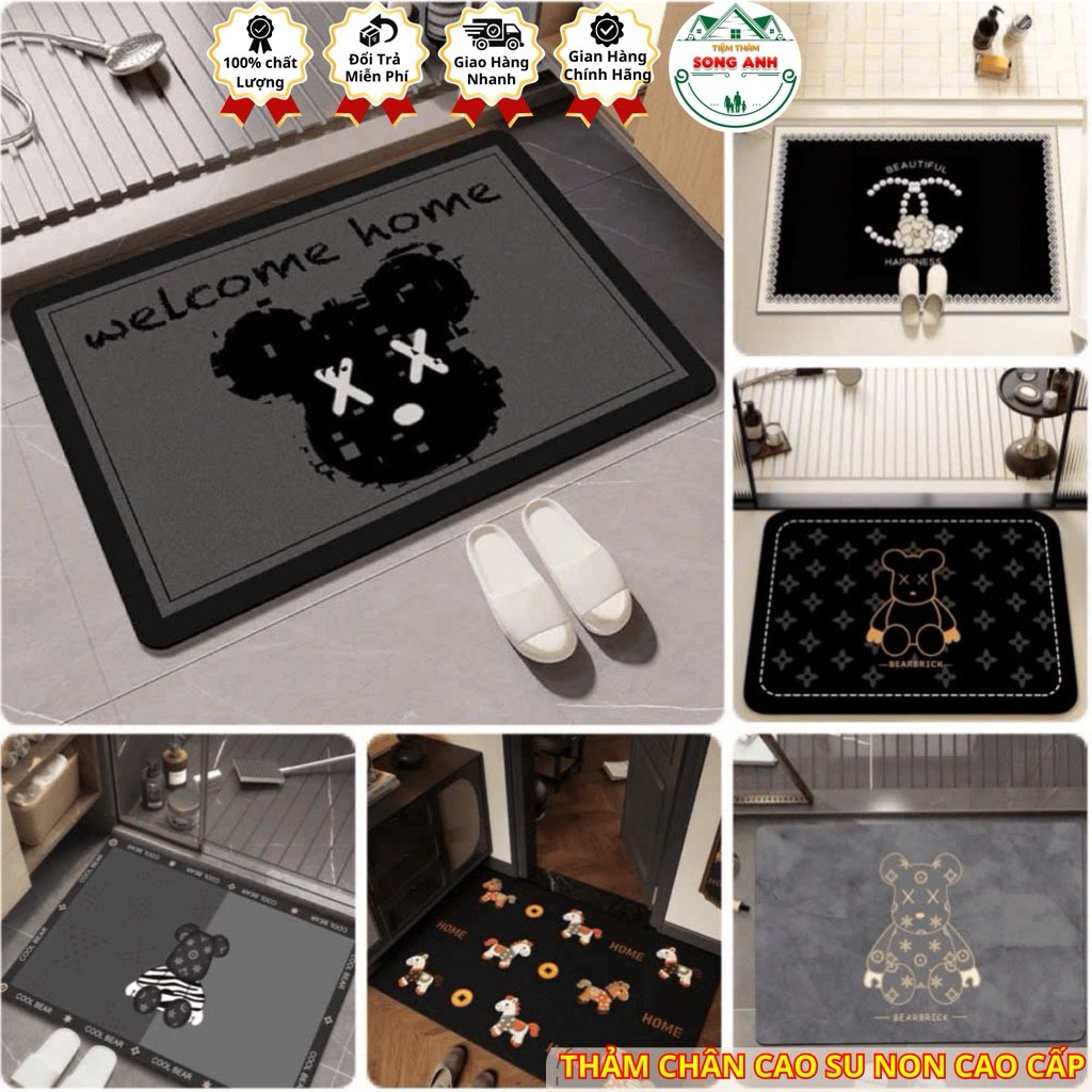Thảm Chùi Chân Silicon 40x60cm – Chống thấm, Chống Trơn, Hút Nước – Dùng Cho Cửa Nhà Tắm, nhà bếp
