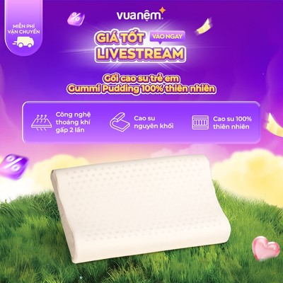 Gối cao su thiên nhiên Gummi Pudding 26x43cm lượn sóng nâng đỡ chắc chắn, thoáng khí, dành cho người nằm thấp