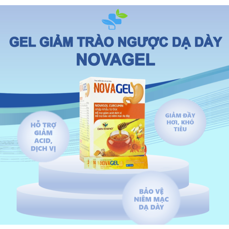 Gel Giảm Trào Ngược Dạ Dày Novagel – Bảo Vệ Niêm Mạc, Giúp Giảm Ợ Nóng, Đầy Hơi, Khó Tiêu Hộp 20 Gói