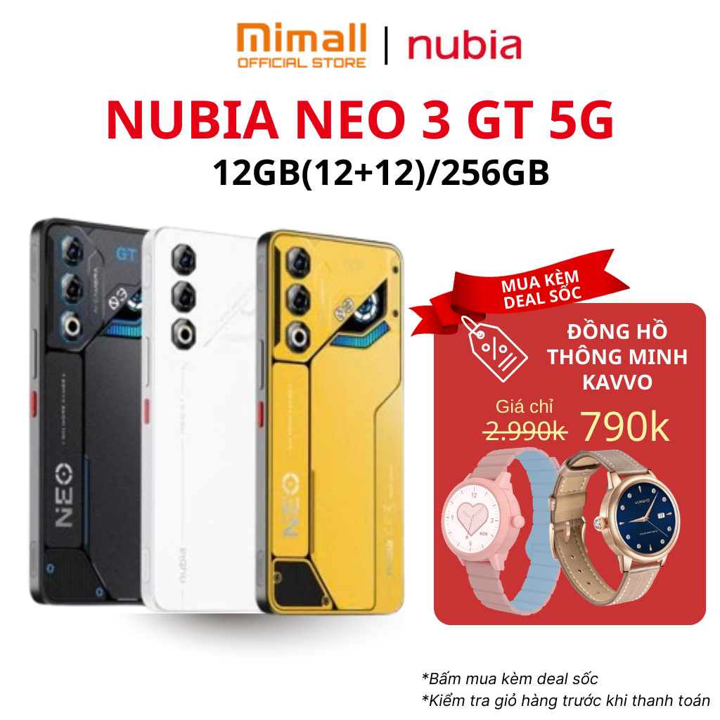 Điện thoại Gaming Nubia Neo 3 GT 5G 24(12+12)GB I 256GB I màn hình OLED 1300 nits I Pin 6000mAh 80W