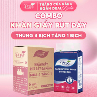 [DEAL CHỚP NHOÁNG]_COMBO THÙNG 5 BỊCH GIẤY RÚT ĐÁY POSY ĐA NĂNG 1280 TỜ 4 LỚP MỀM MỊN TIẾT KIỆM