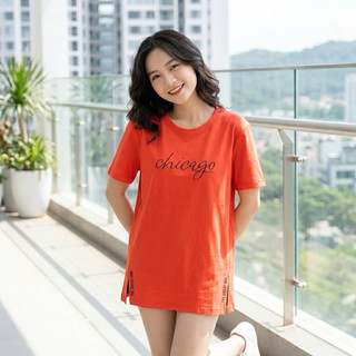 Áo thun nữ freesize dưới 60kg mẫu CHICAGO dễ thương, hai tà in kiểu phong cách, vải cotton thấm hút tốt