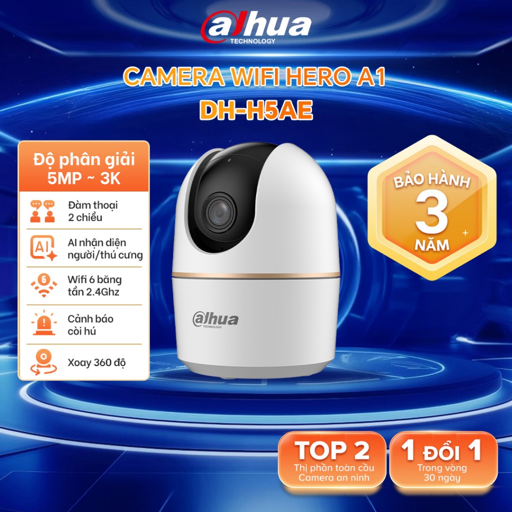 Camera Wifi Dahua Hero A1 3MP/5MP,Xoay 360 trong nhà, Đàm thoại 2 chiều ,Theo dõi chuyển động  H3AE/H5AE
