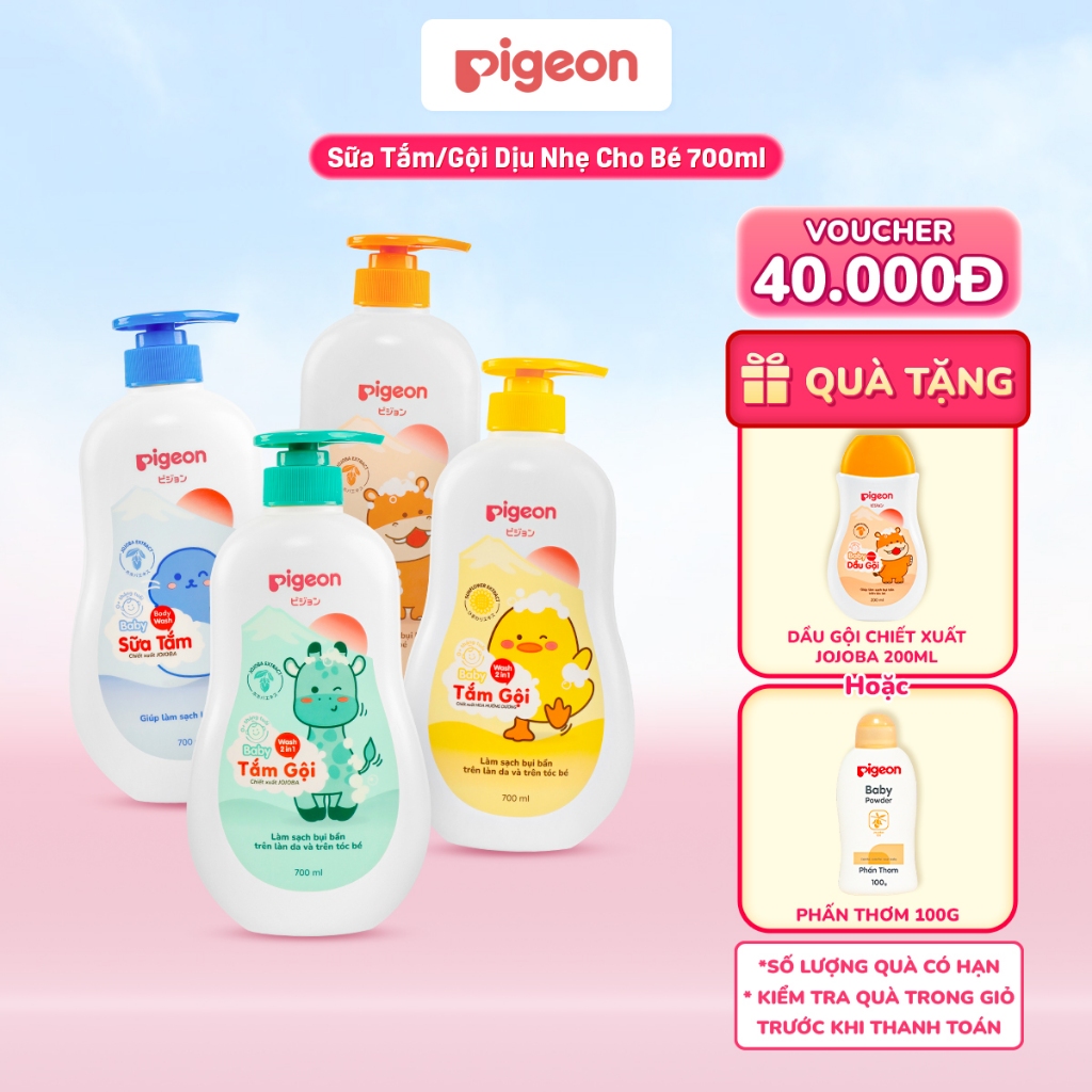 Sữa Tắm Gội Dưỡng Ẩm Cho Bé Pigeon 700ml Dịu Nhẹ Mềm Mại An Toàn Cho Da