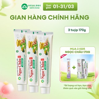 Bộ 3 tuýp Kem Đánh Răng Dược Liệu Ngọc Châu Trắng Sáng 170g/tuýp