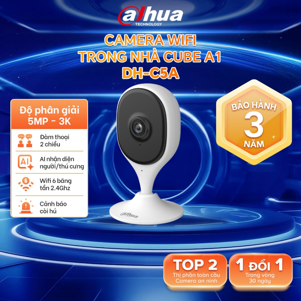 Camera Wifi Dahua Cube A1 3MP/5MP Đàm thoại 2 chiều , Đế nam châm tự hit, Giám Sát 24/7, C3A/C5A