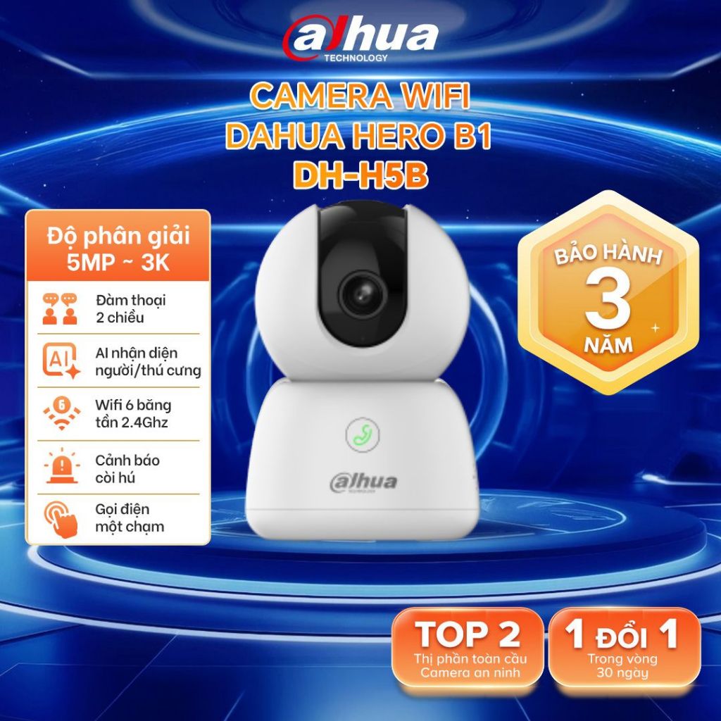 Camera WiFi Dahua Hero B1 (3MP/5MP), Quay Quét 360 Độ, Chạm để gọi điện, Đàm thoại 2 chiều, Tự động xoay H3B/H5B