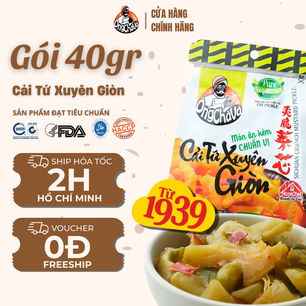 Cải Tứ Xuyên Giòn thương hiệu Ông Chà Và 40gr - Hàng Chính Hãng