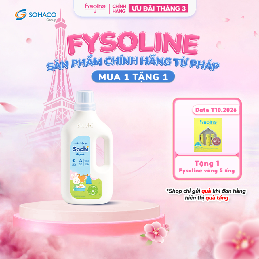 Nước Giặt Xả Cho Bé Sachi Organic Hương Thơm Dịu Nhẹ, Làm Sạch Vết Bẩn 2kg