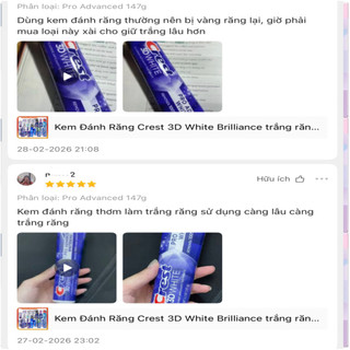 Kem Đánh Răng Crest 3D White Pro Advanced Whitening 147g