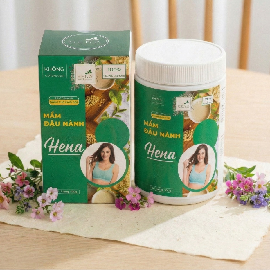 Mầm Đậu Nành Cao Cấp HENA 500G, Bột Mầm Đậu Nành Nguyên Chất Dành Cho Phái Đẹp