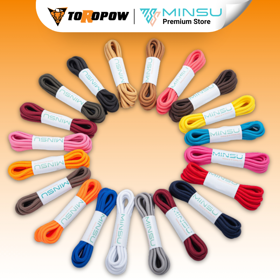Dây Giày Tròn Chính Hãng Siêu Đẹp MINSU M0601 Bản Tròn 120cm Nhiều Màu Sắc Cho Các Loại Giày Thể Tha