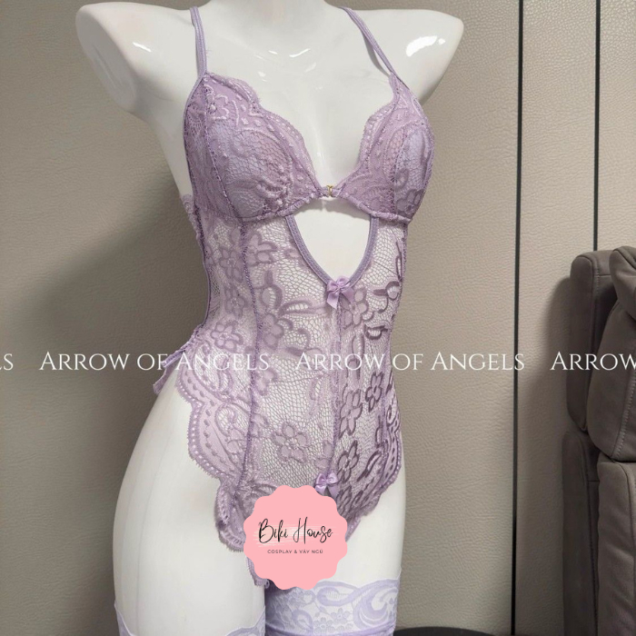 Bodysuit ren phối nơ sau đáng yêu quyến rũ đồ lót liền thân xẻ V1 gợi cảm tinh tế BIKI HOUSE N509 - TPHCM | BigBuy360 - bigbuy360.vn