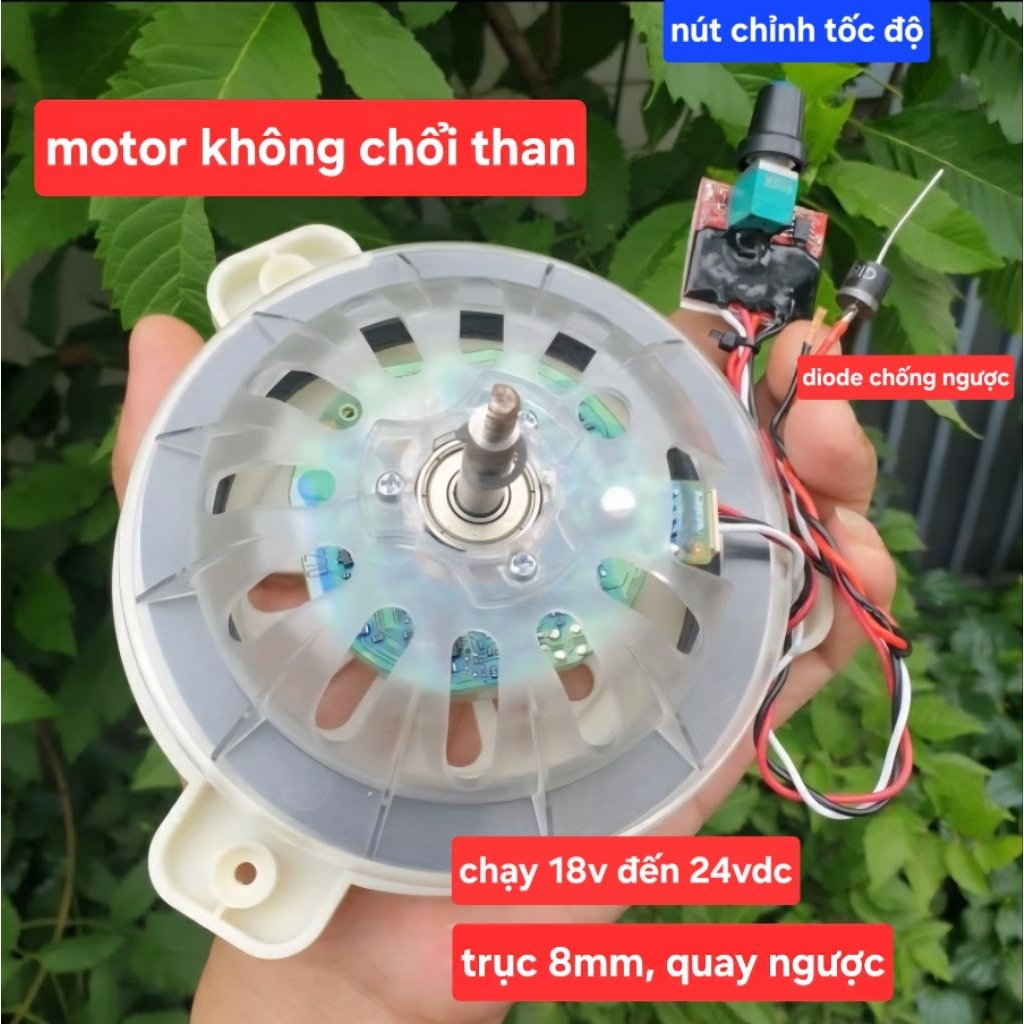 Động cơ BLDC Nidec chế đầu quạt hộp ( 16v - 24v ) 40W, motor chế quạt không chổi than,