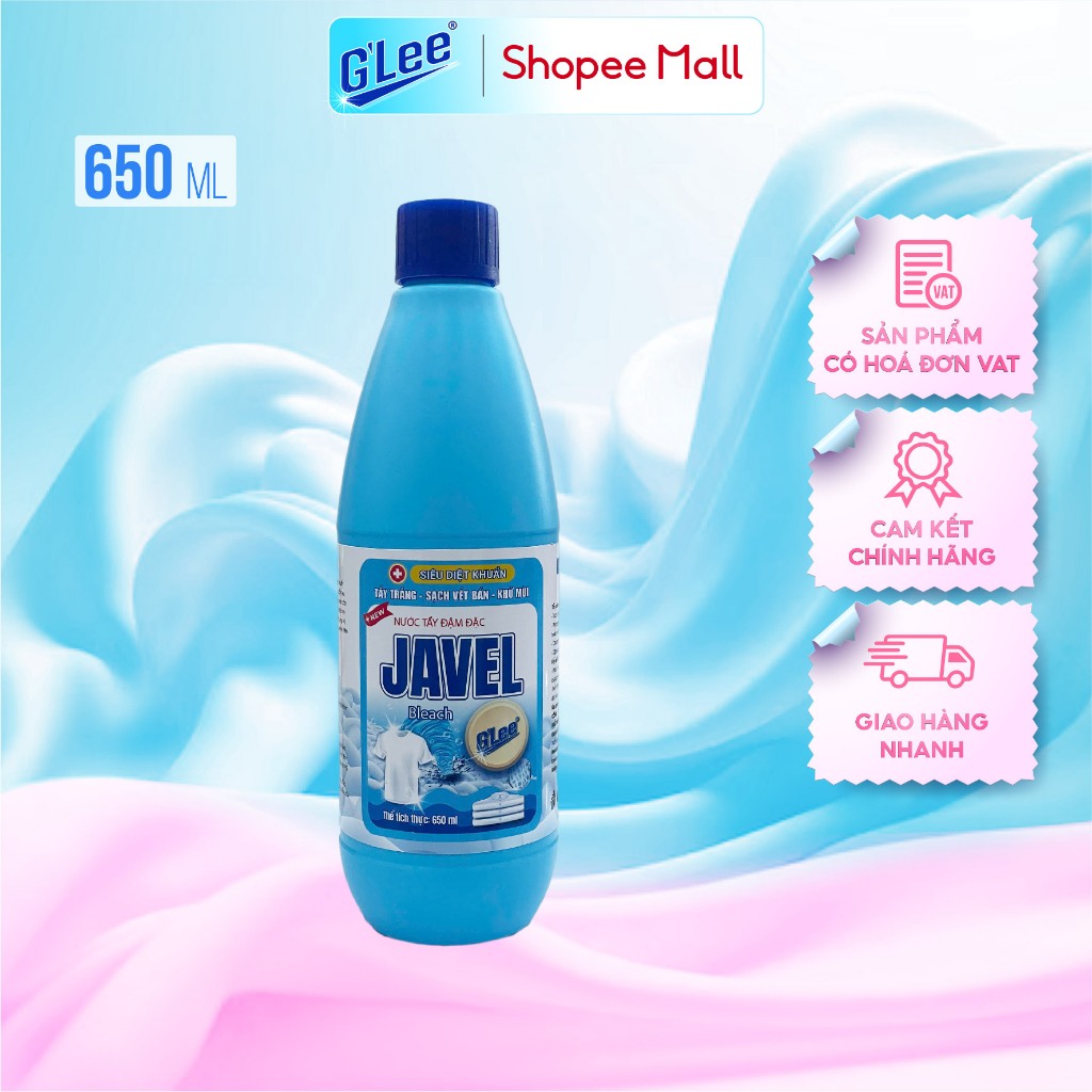 [Top Bán Chạy] Nước Tẩy Quần Áo Đậm Đặc Javel G'Lee Chai 650ml Tẩy Mọi Vết Bẩn và Diệt Khuẩn Hiệu Quả