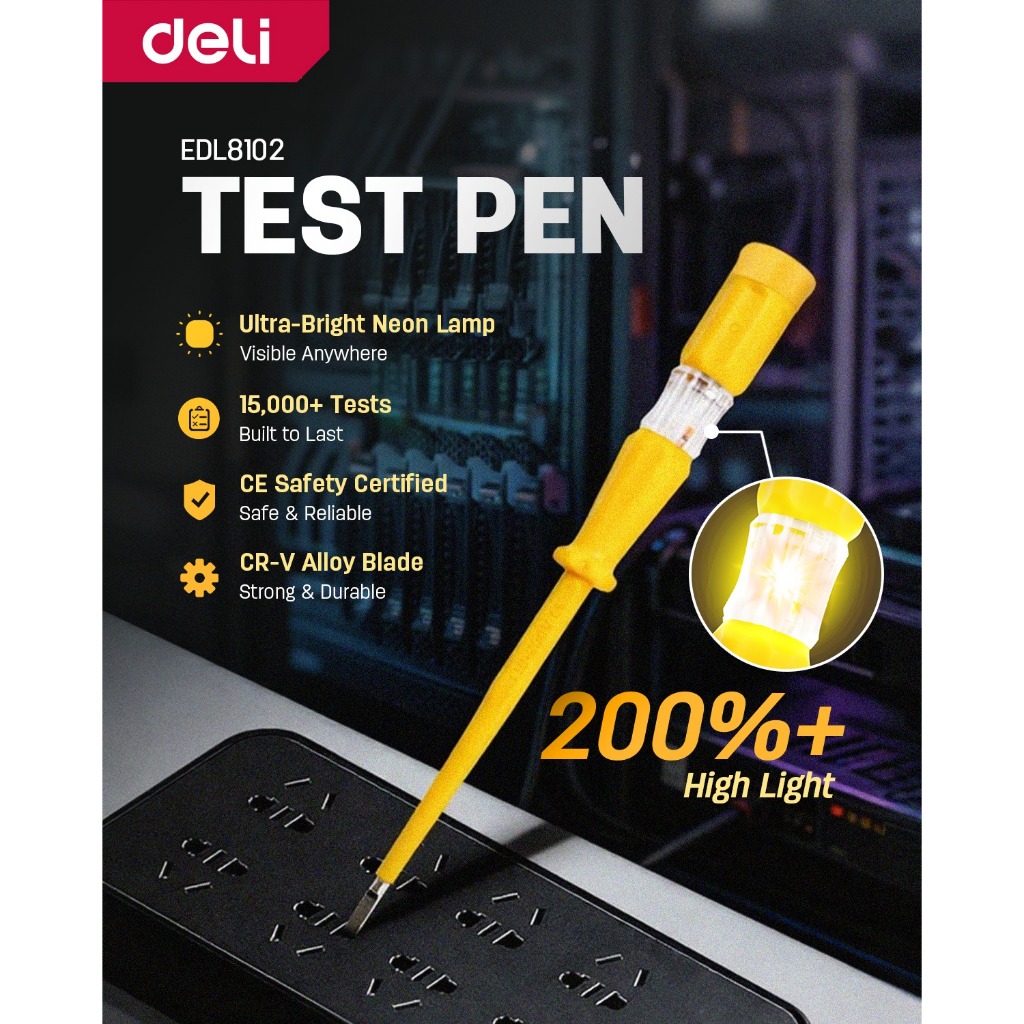 Bút Thử Điện Bóng Led Siêu Sáng Deli EDL8101 - EDL8102