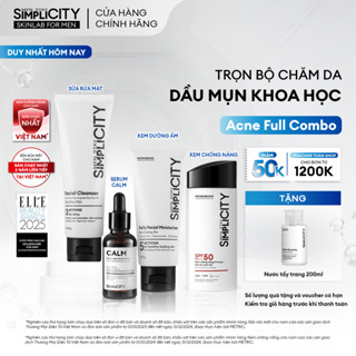 Combo Acne Full Combo trọn bộ chăm da dầu mụn khoa học Men Stay Simplicity