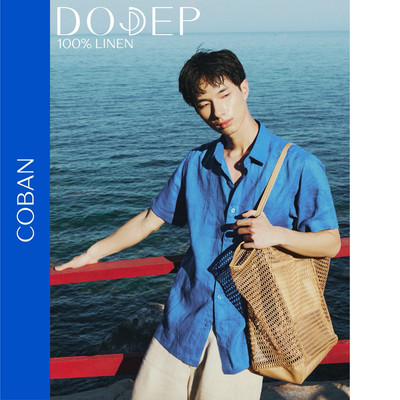 DODEP Áo sơ mi nam tay ngắn linen 100%