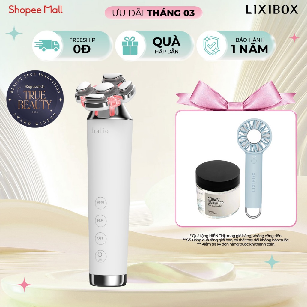 Máy Nâng Cơ, Giảm Mỡ Mặt & Trẻ Hoá Da Kết Hợp Ánh Sáng Sinh Học Halio RevitaWave Skin Rejuvenator