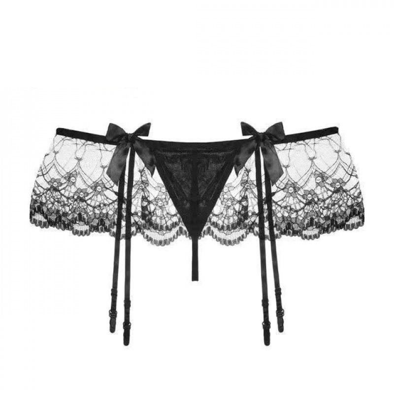 Quần lót ren kèm đai garter nịt vớ xinh đáng yêu set lingerie đồ lót nơ kẹp tất đáng yêu quyến rũ BIKI HOUSE T818 | BigBuy360 - bigbuy360.vn