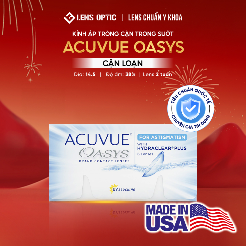 Kính Áp Tròng Cận Loạn Lens Optic Trong Suốt ACUVUE® OASYS 2 Tuần Siêu Mỏng Nhẹ