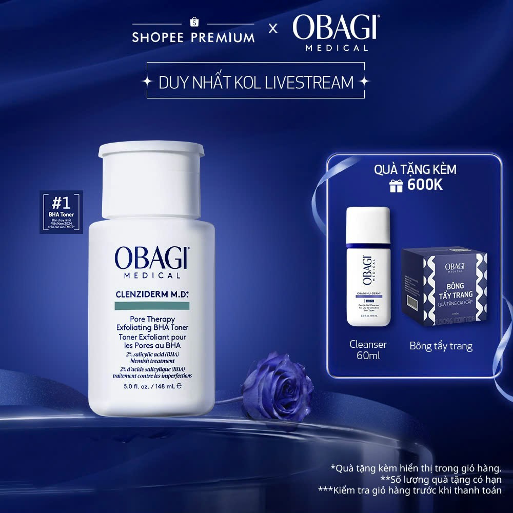 [Obagi x KOL] [Phiên Bản Mới] Toner BHA giảm mụn Obagi Medical Clenziderm M.D. Pore Therapy Exfoliat