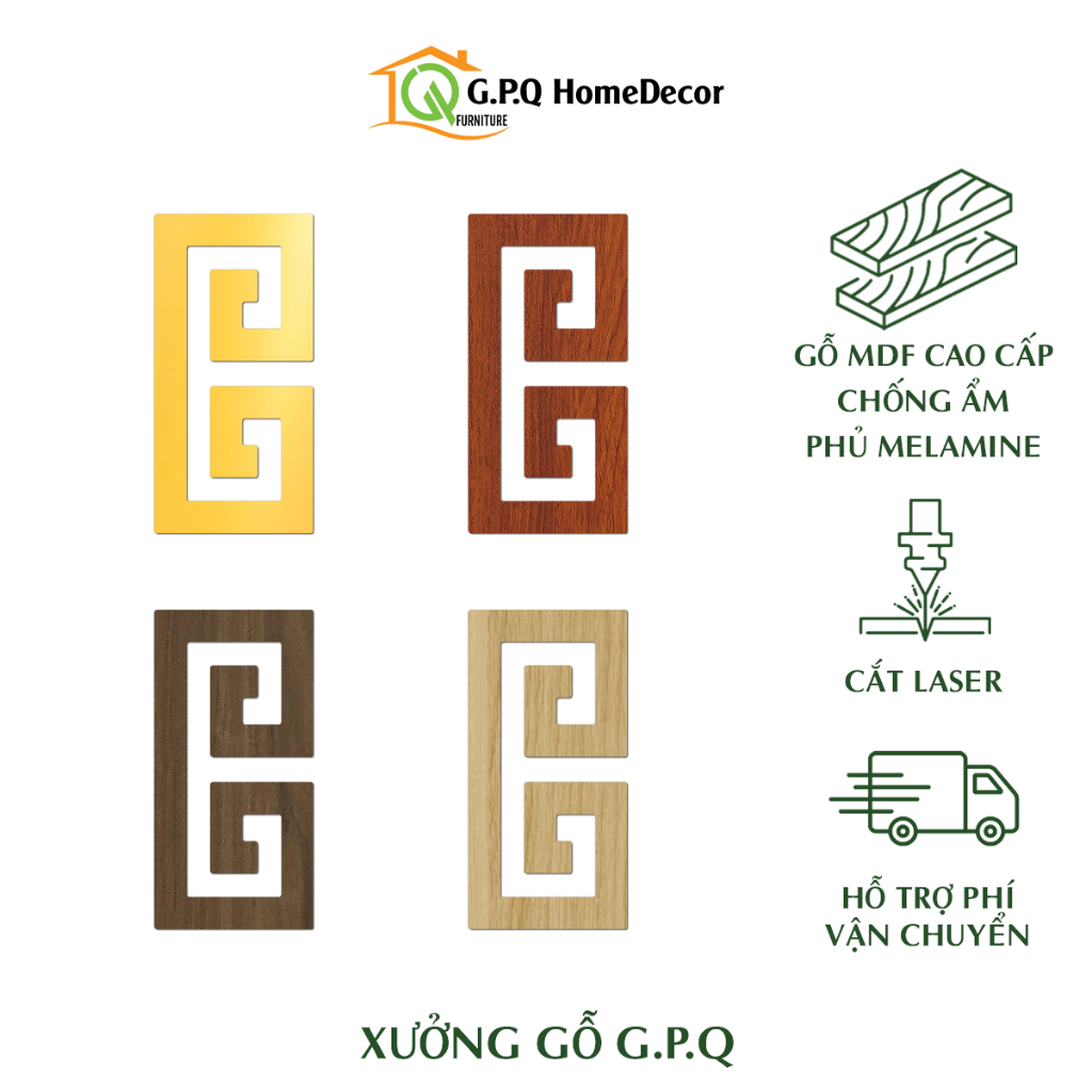 Viền Trang Trí Bàn Thờ Chữ C Bằng Gỗ MDF Thái Lan / Alu Gương Vàng, Kích Thước 20x10cm - 15x7,5cm