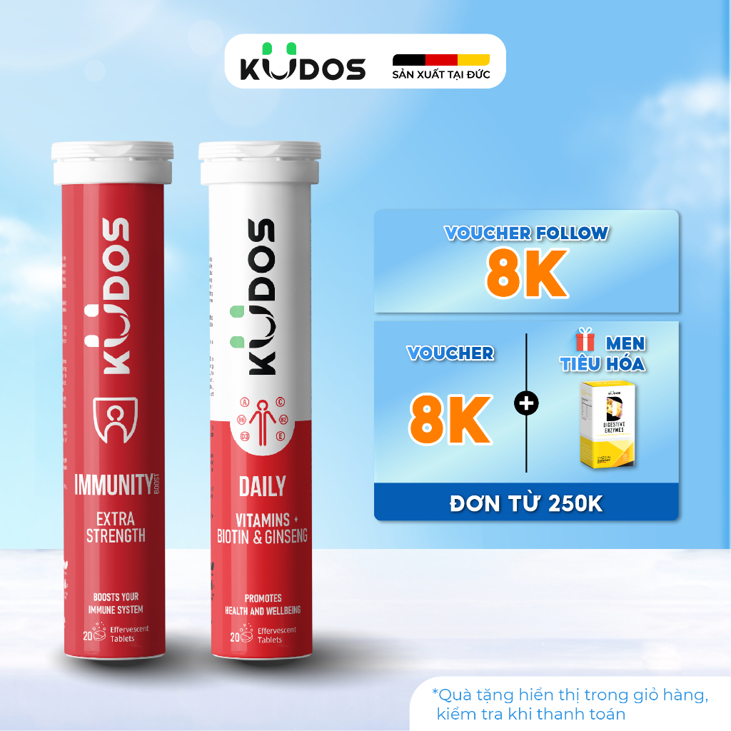 Combo Thực phẩm bảo vệ sức khỏe  KUDOS IMMUNITY + KUDOS DAILY (20 viên/tuýp)