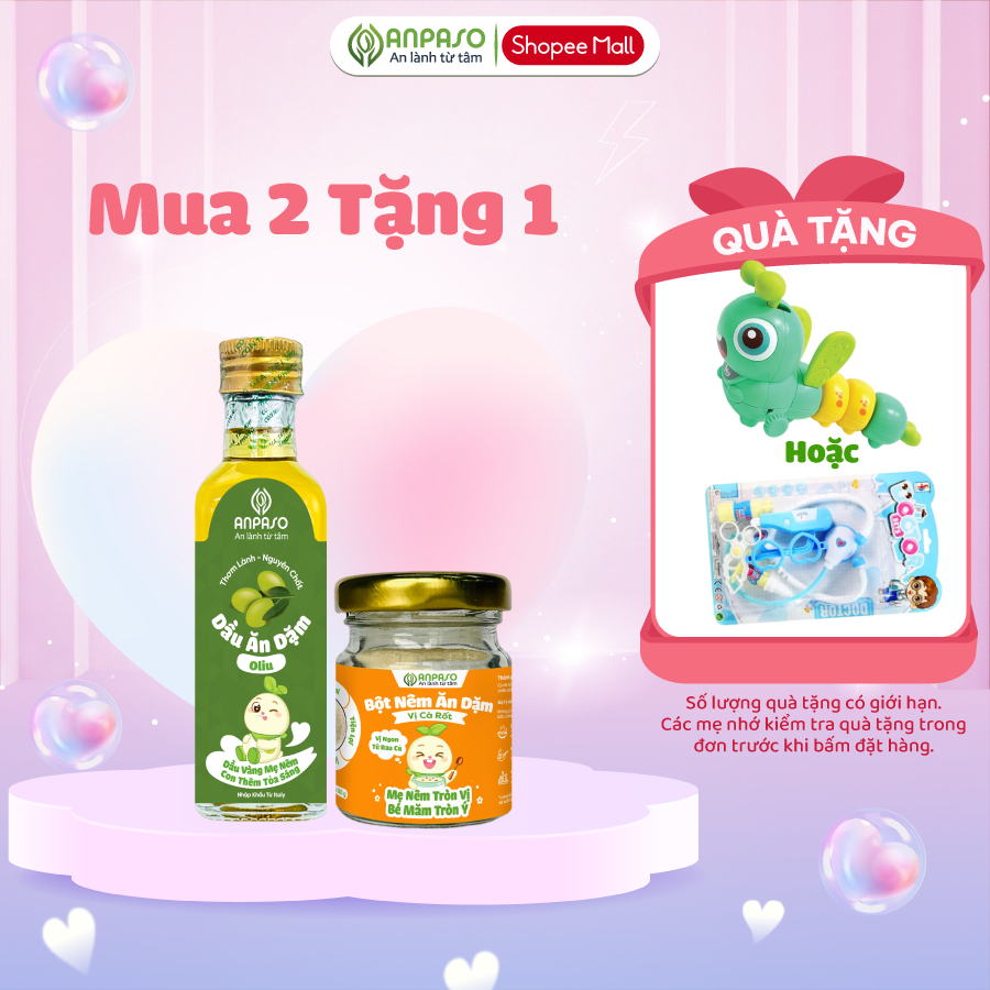 Combo Ăn Dặm Vàng: 1 Hạt Nêm Cho Bé Ăn Dặm Anpaso,1 Dầu Ăn Dặm Cho Bé Anpaso
