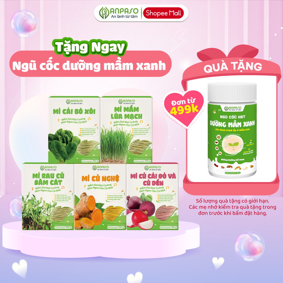 Mì Rau Củ Anpaso - Phù hợp làm Mì Chay, Mỳ Trộn, Spaghetti, Không Chiên - Không Nóng