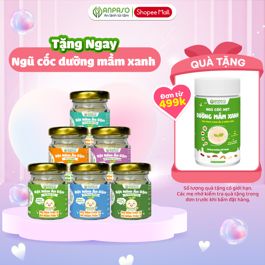 Hạt Nêm Rau củ cho bé Anpaso - Gia Vị Cho bé không bổ sung muối và đường tinh luyện.