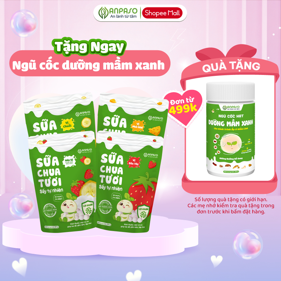 Sữa Chua Sấy Thăng Hoa Anpaso – Sữa Chua Khô Chứa Lợi Khuẩn Tự Nhiên Cho Bé Ăn Dặm gói 20g