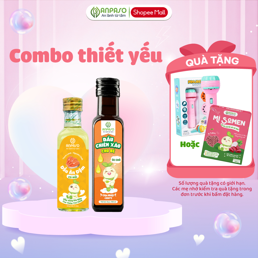 Combo Thiết Yếu: Dầu ăn dặm cho bé Anpaso 100ml và Dầu chiên xào cho bé Anpaso 100ml