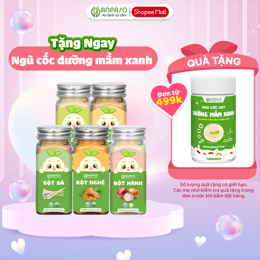 Bột Gia Vị Ăn Dặm Cho Bé Anpaso -  Gia vị nấu ăn bột hành, bột tỏi, bột sả, bột gừng, bột nghệ