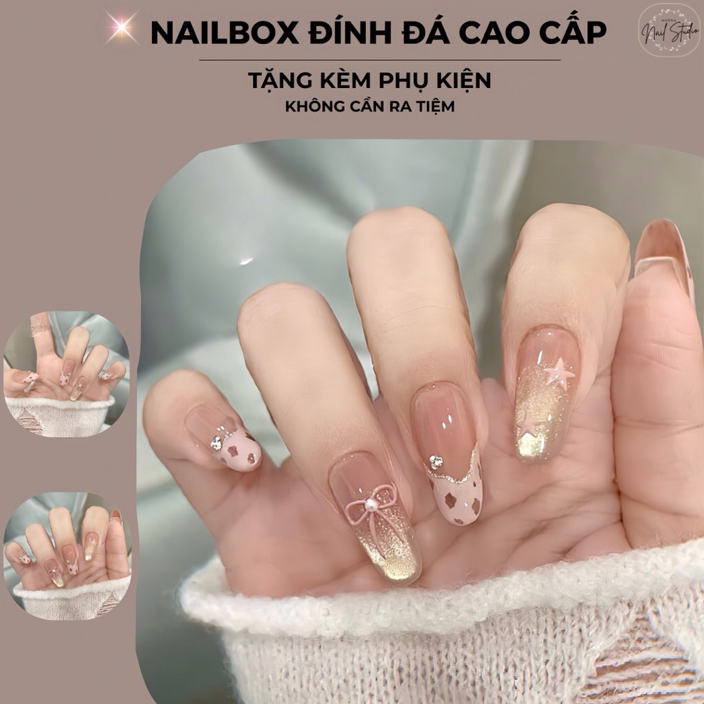 Móng Tay Giả H.Nail Studio G73 Dán Sẵn Siêu Dính Da Báo Mắt Mèo 30 Móng Đủ Size Tặng Full Phụ Kiện